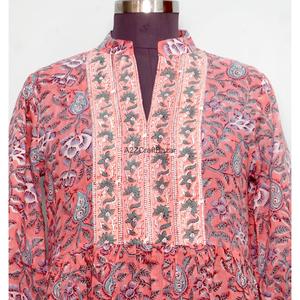 Vestido Maxi Casual Elegante Vintage de Algodón con Estampado Floral y Manga Abullonada con Cuello en V para Mujer, Ajuste Holgado, Transpirable, Venta al por Mayor - Product Image 2