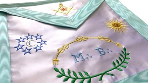 French Rite M. B. Masonic <b>Pin</b> Badge Embroidered White Teal Trim Custom Ceremonial Regalia Bullion Wire Crafted Safety <b>Pin</b> Water - Product Image 2
