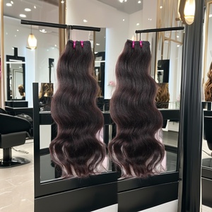 Venta al por mayor de mechones de pelo Remy indio natural alineado con cutícula virgen extensiones de cabello humano baratas resistentes al cobertizo tejido estirado Doble - Product Image 5