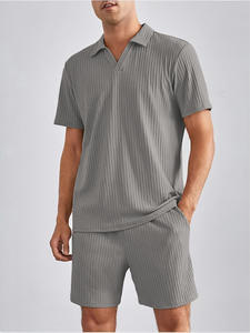 Ensemble Homme Deux Pièces : Short Décontracté Respirant en Tissu Tricoté Texturé et Polo Homme, Ensemble 2 Pièces Pantalon et T-shirt pour Homme - Product Image 6