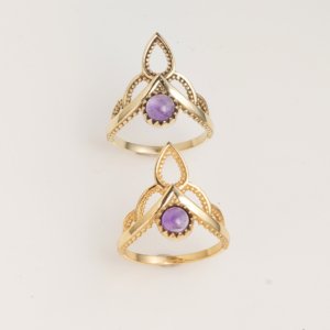 Natural Amethyst Filigree Brass Gemstone <b>Ring</b> Delicate Floral Design Handmade Vintage Style <b>Statement</b> <b>Ring</b> Shopping Elegant - Product Image 5