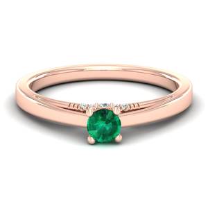 Anillos de compromiso REYES de alta calidad en oro sólido de 14K con diamantes para mujer, corte redondo, esmeralda, anillo de joyería fina para boda - Product Image 1