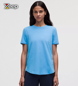 เสื้อยืดออกกำลังกายผู้หญิง XEEP แบบสบายๆ น้ำหนักเบา ทรงหลวม แขนสั้น ระบายอากาศดี คอวี ปักลายตัวอักษร - Product Image 1