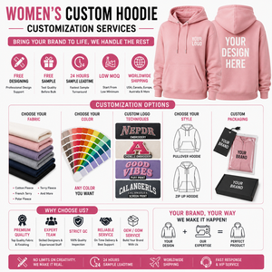 Women's Winter Custom Printed Eco-Friendly Anti-Wrinkle 300g Cotton Oversized <b>Pullover</b> Hoodie Private Label Premium OEM Fashion - Product Image 4