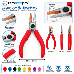 Copper Jaw Flat <b>Nose</b> Pliers Stainless Steel Jewelry Making Tool 5 Inch Zetomed Pro - Product Image 2