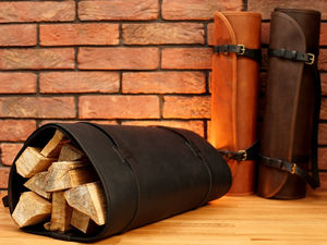 Sac de transport en cuir pour bûches, 100% cuir de vachette véritable, fait main, robuste, vintage, cadeau pour homme - Product Image 6