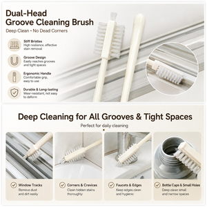 Brosses de nettoyage à rainures fines en plastique blanc, neuves, pour la maison, lot de 2 - Product Image 4