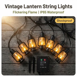 Guirlandes lumineuses <span class=keywords><strong>LED</strong></span> noires antiques, style lampe à huile vintage, lampes solaires de jardin suspendues pour jardin, patio, camping, décoration d'urgence - Product Image 4