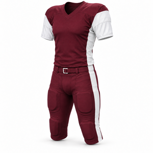Ensemble d'uniformes de football américain 12 panneaux bordeaux et blanc avec rembourrage et panneaux latéraux intégrés - Product Image 3