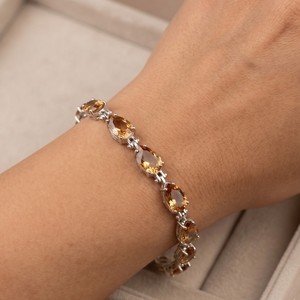 Vintage 925 Sterling Silver <b>Bracelet</b> Natural Citrine <b>Gemstones</b> | AAA Quality Elegant Shiny Women's Jewelry for Party Gift - Product Image 4