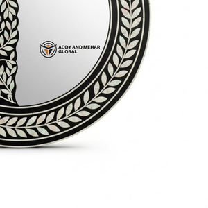 กระจกติดผนังทรงกลมหรูหราประดับมุกเปลือกหอยทำมือพร้อมกรอบสีดำ ดีไซน์อาร์ตเดโค เป็นมิตรกับสิ่งแวดล้อม - Product Image 5