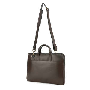 Minimalist Leather Laptop Briefcase with Organized Storage Compartments Soft Zipper Closure Business Office <b>Bag</b> - Product Image 5