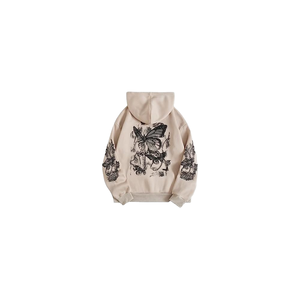 Women's Long <b>Sleeve</b> Drawstring Pocket Sweatshirt Pullover Tops Graphic Hooded Tops with Breathable Embroidered <b>Butterfly</b> Print - Product Image 1