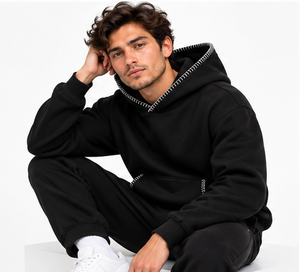 Custom Blanket <b>Stitch</b> <b>Hoodie</b> for Men <b>Oversized</b> Pullover Sweatshirt Wholesale Regular Fit Pullover with Kangaroo Pocket - Product Image 4
