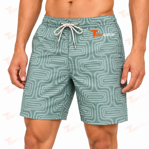 <b>Men's</b> Geometric <b>Pattern</b> Board <b>Shorts</b> Mid Waist Drawstring Quick Dry Swim Trunks Casual Beach Wear Breathable <b>Men</b> Beach <b>Shorts</b> - Product Image 5