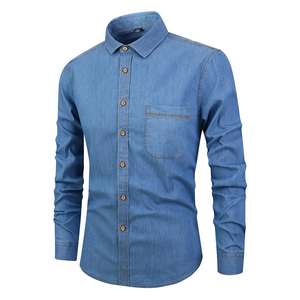 Chemise boutonnée en jersey 100 % coton délavé coupe classique personnalisée pour homme, manches classiques, style streetwear décontracté, respirante et à séchage rapide - Product Image 3
