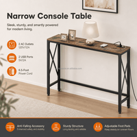 Table console étroite pour entrée, couloir ou coin, avec 2 prises AC, 2 ports USB, pieds réglables en forme de X, OEM ODM