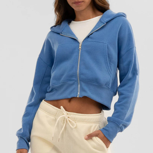Premium Women Cropped <b>Zipper</b> Hoodie Custom Logo Breathable Fabric Trendy Fit OEM Manufacturing High Quality At Reasonable Price - Product Image 3