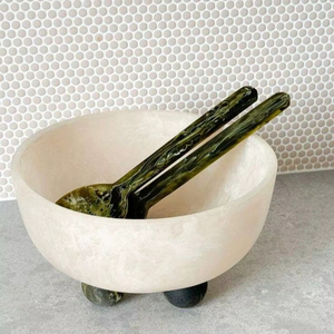 Handcrafted Eco-Friendly Fruit Bowl Salad Spoon Servers Unique Natural Creations Inc Made Resin Dishwasher Safe <b>Microwave</b> Oven - Product Image 1