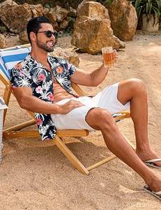 Camisetas de verano con estampado tropical de playa, cuello en V, botones, blusas florales de manga corta - Product Image 3