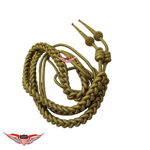 Aiguillette de parade tressée en Mylar doré, bleu marine avec fil torsadé doré et pointes dorées, cordon d'épaule pour épaulettes - Product Image 1