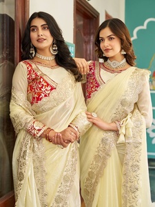 สารีธรรมชาติแบบดั้งเดิมของชาวอินเดียนเดียซารีหนักแบบหรูหรางาน pitha & Gota Pati ชุดปาร์ตี้ดูเป็นชาติพันธุ์ใหม่ล่าสุด - Product Image 5