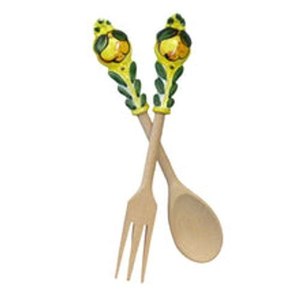 Ensemble cuillère et fourchette à salade en bois, ustensiles de cuisine faits à la main pour servir la salade - Product Image 3