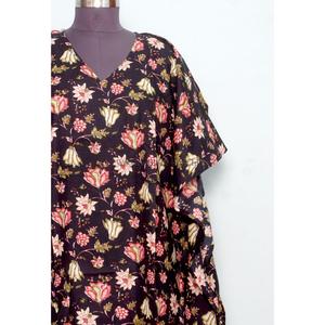 Kaftan long en coton confortable pour femme – Robe de nuit pour l'été, l'automne et le printemps – Idéal pour les soirées et les tenues de villégiature - Product Image 3