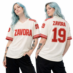 เสื้อฟุตบอลอเมริกันแบบยูนิเซ็กซ์สีขาว รุ่นนักกีฬา พร้อมชื่อทีมและชื่อผู้เล่นแบบกำหนดเอง เนื้อผ้าแห้งเร็ว ระบายอากาศได้ดี ผลิตตามแบบ OEM - Product Image 5
