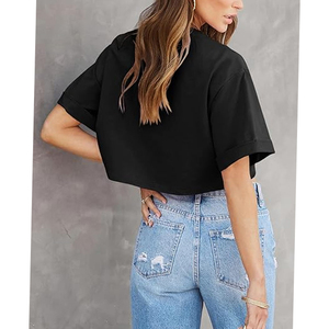 Camiseta Corta Holgada de Algodón para Mujer, Estilo Casual Urbano, con Logotipo Personalizado - Product Image 3