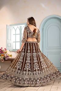 Brown Silk Lehenga Choli With Heavy Embroidery And <b>Sequins</b> For Wedding Women Traditional Indian Pakistani Wear Floor Length - Product Image 4