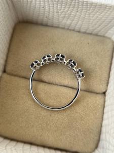 แหวนไพลินสีน้ำเงินวินเทจห้าเม็ด แหวนหมั้น แหวนแต่งงานสำหรับผู้หญิง เครื่องประดับ - Product Image 3