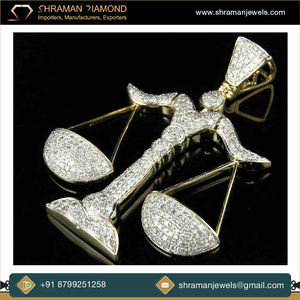 Elegant Trendy Luxury 10K <b>Solid</b> <b>Gold</b> Moissanite Diamond Iced Custom Balance Scale Unique Hip Hop Fine <b>Pendant</b> Necklace for Men - Product Image 5