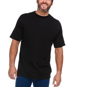 T-shirts en laine mérinos classiques décontractés pour hommes, couleur noire unie, manches courtes, col rond, t-shirts en laine de haute qualité personnalisés - Product Image 3