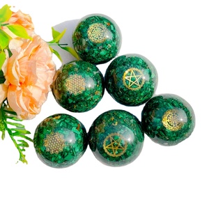 Lujo 7-Chakra malaquita piedra preciosa orgón esfera hecha a mano cristales naturales bola para decoración de pared del hogar Feng Shui curación - Product Image 1