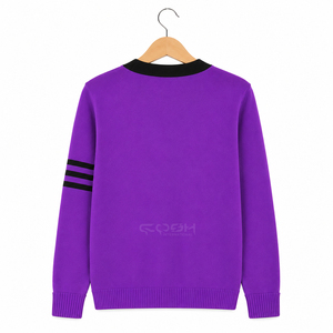 Cardigan tricoté pour femme à col en V, bicolore, à manches longues, avec logo personnalisé Cosh International Sisterhood Sorority, violet, pour l'hiver - Product Image 4