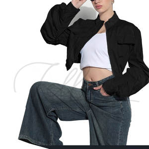 Veste courte pour femme avec logo personnalisé, nouvelle collection 2026, manches longues, veste bomber légère pour femme - Product Image 2