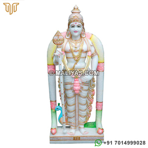 Estatua de Mármol del Señor Murugan |   Ídolo de Mármol Kartikeya Premium para Templo Doméstico – MALIYAS - Product Image 1