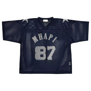 Maillot de football américain unisexe personnalisé en maille perlée respirante, double couche, avec bretelles réglables, manches courtes, 100 % maille - Product Image 4