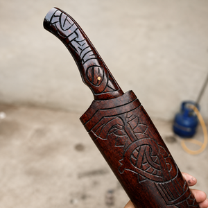 Cuchillo Vikingo Seax de Acero al Carbono Forjado a Mano, Hoja de 11 Pulgadas, Madera de Nogal, Empuñadura de Latón, Ambidiestro, Supervivencia al Aire Libre, Caza - Product Image 2