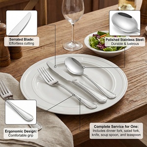 Ensemble de couverts en acier inoxydable de qualité supérieure, de qualité alimentaire, lavable au lave-vaisselle, personnalisable, durable, pour restaurants et hôtels - Product Image 5