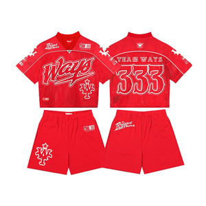 Conjunto de Jersey de Malla para Hombre, Camiseta de Manga Corta y Pantalones Cortos, Transpirable, de Secado Rápido, Poliéster, Estilo Deportivo, Hip Hop, Ropa Urbana de Verano - Product Image 5