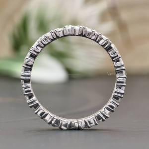 สายคาดแต่งงานสลับสีทองคำขาว18K และตัดมอยส์ซอไนต์เต็มรูปแบบของขวัญที่สมบูรณ์แบบ - Product Image 2