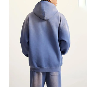 Oversized Embroidered Front Sweat Suit Thick French Terry Pullover Hoodie and Sweatpants <b>Set</b> Sunfade Washed Streetwear for Men - Product Image 2