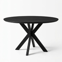 Table à manger ronde moderne en bois massif noir avec pieds en forme d'araignée, mobilier contemporain pour cuisine et salle à manger, table centrale pour dîner