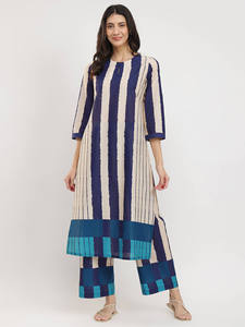 Robe longue rayée à col rond, manches trois quarts, coupe ample, en lin et coton, décontractée, pour l'été, avec ourlet color block, robe pour femme - Product Image 3