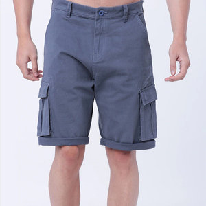 <b>Men's</b> Solid Color Cargo <b>Shorts</b> With Multiple Pockets Mid Waist <b>Bermuda</b> Length Casual Style Canvas Fabric - Product Image 3