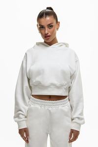 Vêtements pour femmes Logo personnalisé Survêtement Plain Crop Hoodie Set Two Piece Sweatpants and Hoodie Set Women - Product Image 6