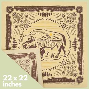 Custom Vintage Buffalo Bandana | Western Cowboy 55 Cm Square Scarf | Sublimation Printed Nature <b>Head</b> <b>Wrap</b> 100% Cotton Bandana - Product Image 3