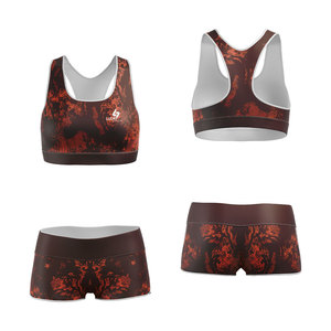 Ensemble 2 pièces personnalisé de crop top dos nageur et short taille haute, imprimé par sublimation, en Spandex et Polyester, pour le sport et le yoga, vente en gros - Product Image 6